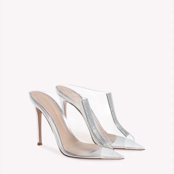 NWT Gianvito Rossi Sigma Crystal embellished PVC mules Stiletto Heels $1095 - Picture 7 of 11